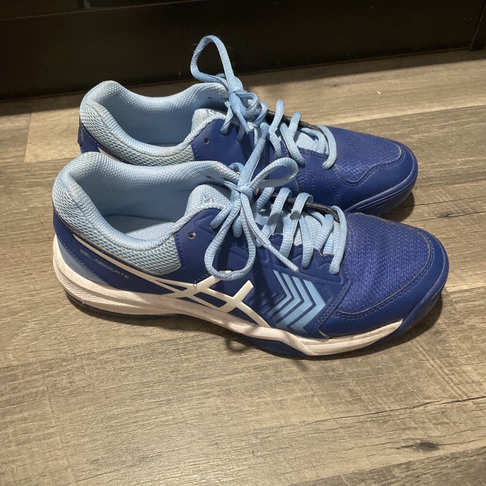 ASICS GEL-Dedicate Women’s Tennis Shoes Blue White Court Sneakers Size 7